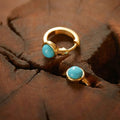 Golden Turquoise Oval Hoop Earrings