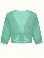 Women's Sheer Chiffon Tie Front Crop Cardigan Top