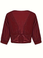 Women's Sheer Chiffon Tie Front Crop Cardigan Top
