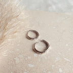 Silver Marquise Huggie Hoops