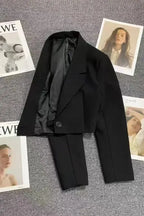 Women's Cropped Blazer with Notched Lapel