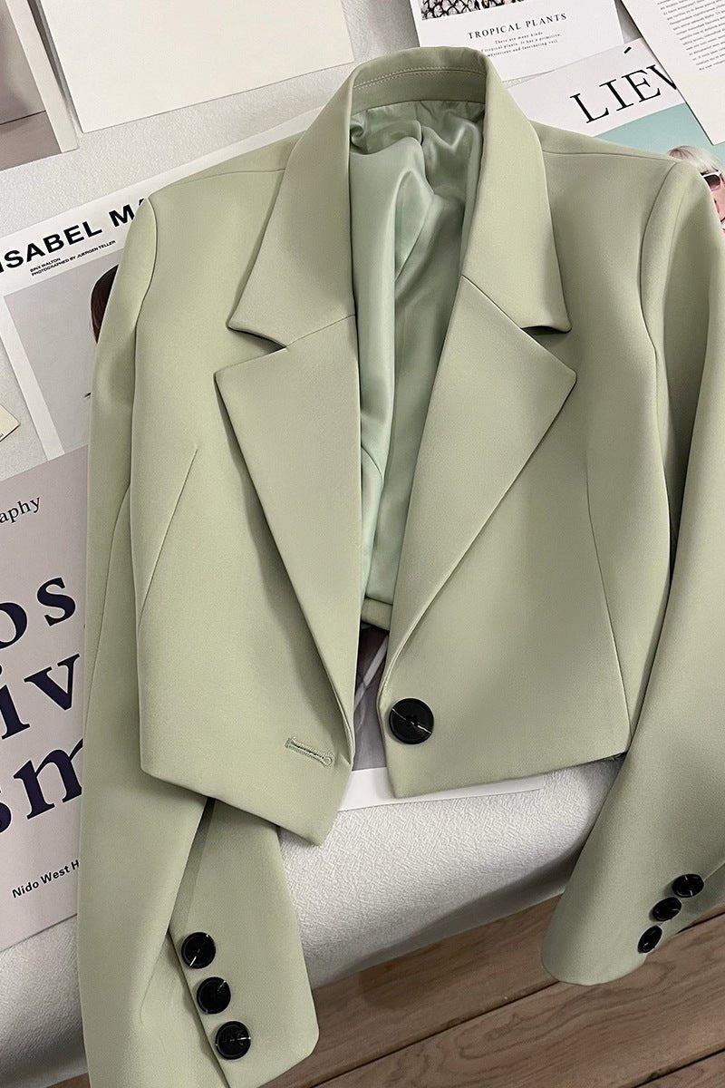 Women's Cropped Blazer with Notched Lapel
