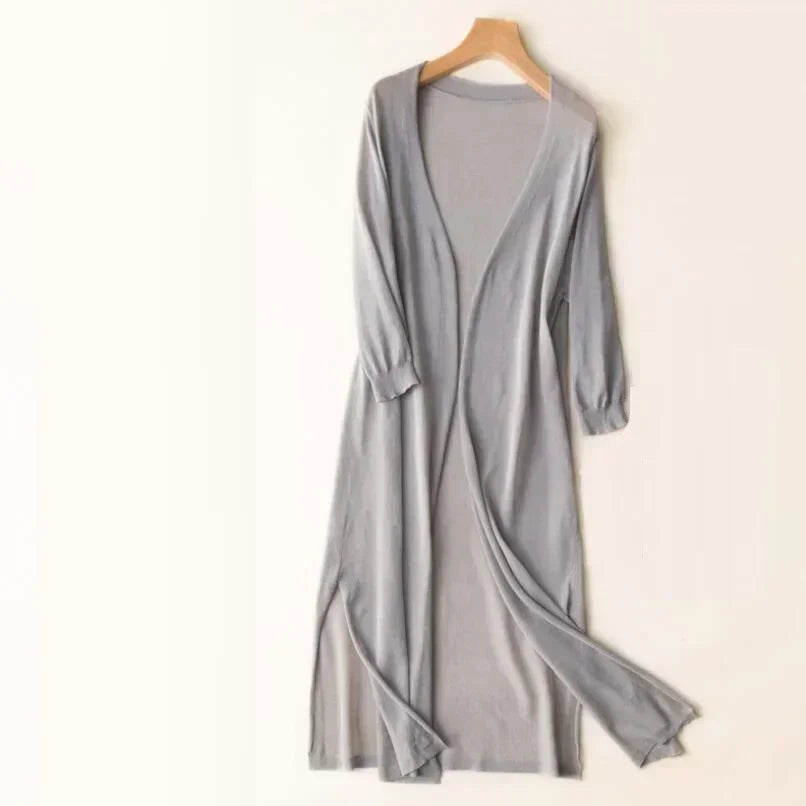 Women's Open Front Long Sleeve Cardigan - Brown