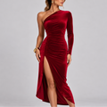 Ismay | One Shoulder Velvet Christmas Midi Dress