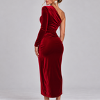 Ismay | One Shoulder Velvet Christmas Midi Dress