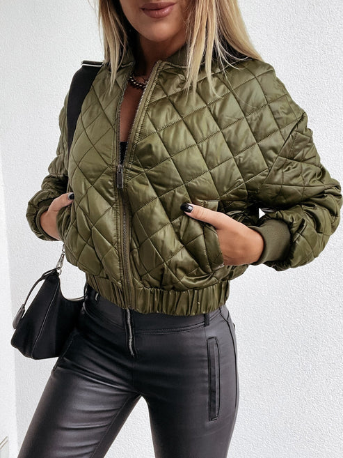 Women's Quilted Long Sleeve Bomber Jacket