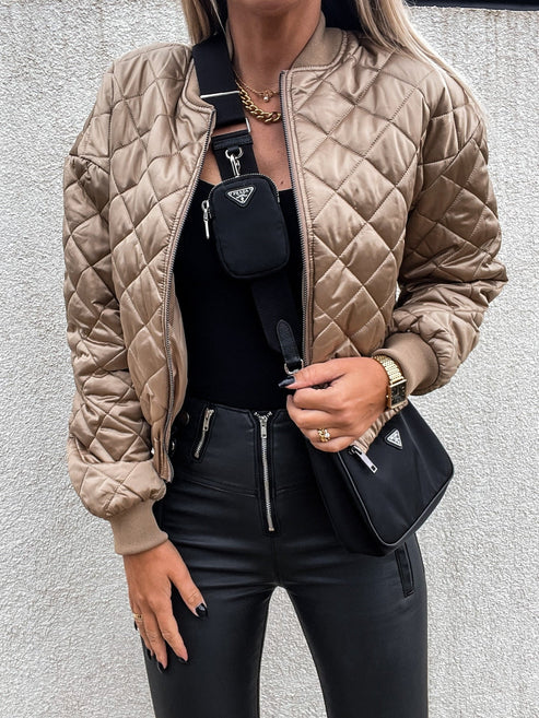 Women's Quilted Long Sleeve Bomber Jacket