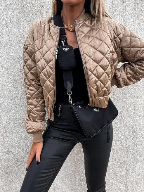 Women's Quilted Long Sleeve Bomber Jacket