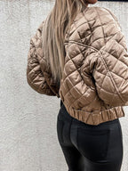 Women's Quilted Long Sleeve Bomber Jacket