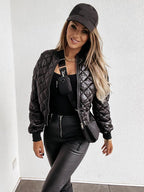 Women's Quilted Long Sleeve Bomber Jacket