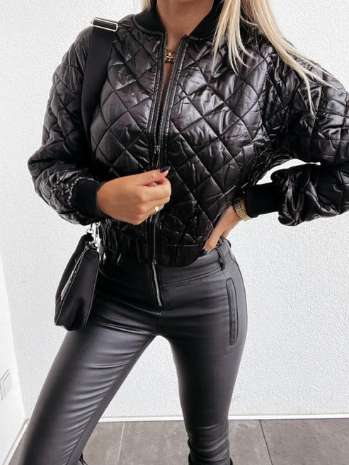 Women's Quilted Long Sleeve Bomber Jacket