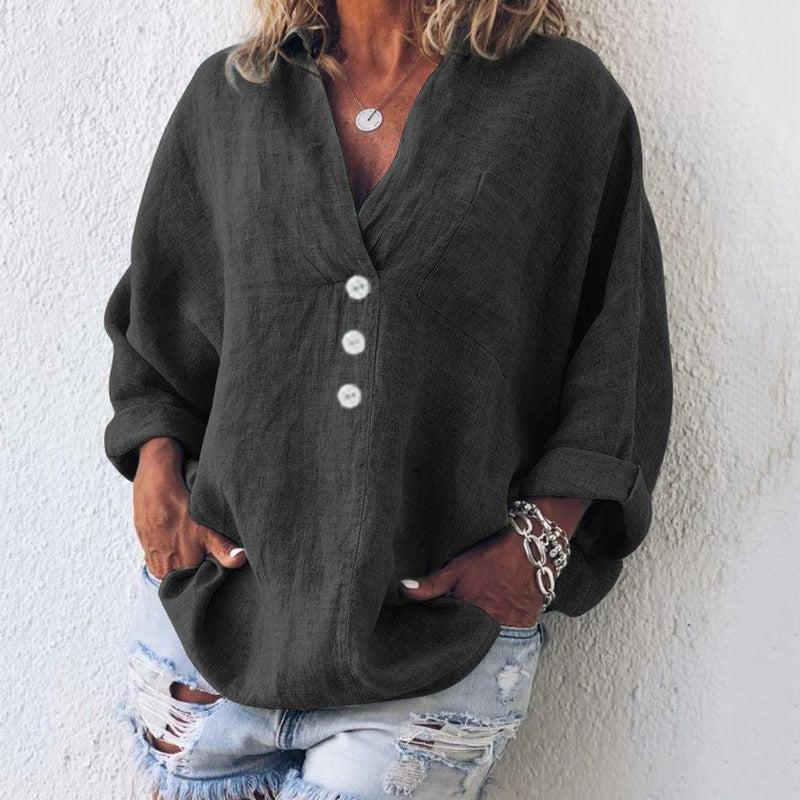 Women's V-Neck Button Down Blouse