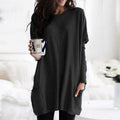 Women's Round Neck Long Sleeve Tunic Top - Black