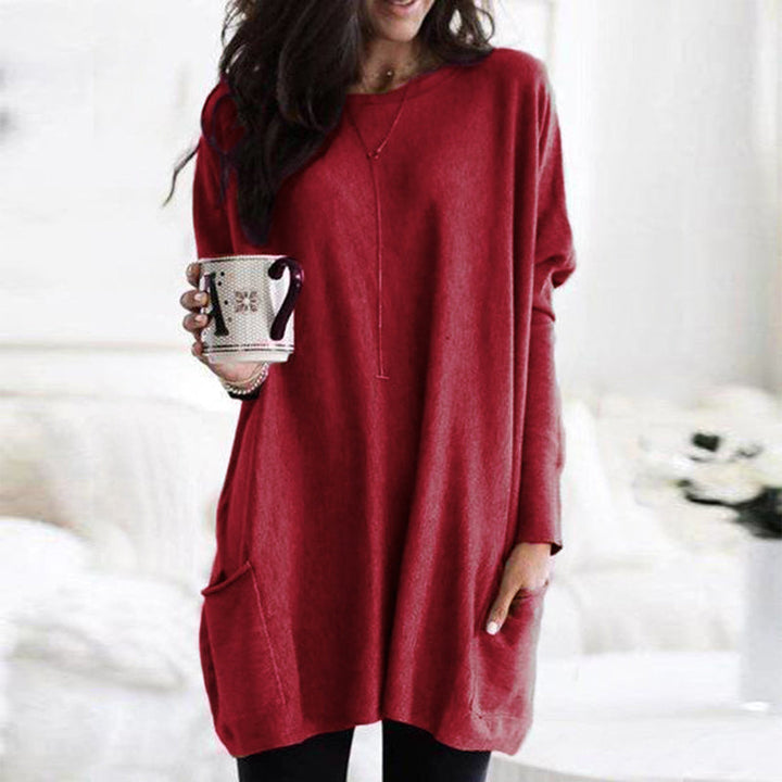 Women's Round Neck Long Sleeve Tunic Top