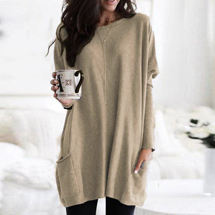 Women's Round Neck Long Sleeve Tunic Top