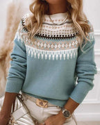Women's Fair Isle Round Neck Jumper - Blue