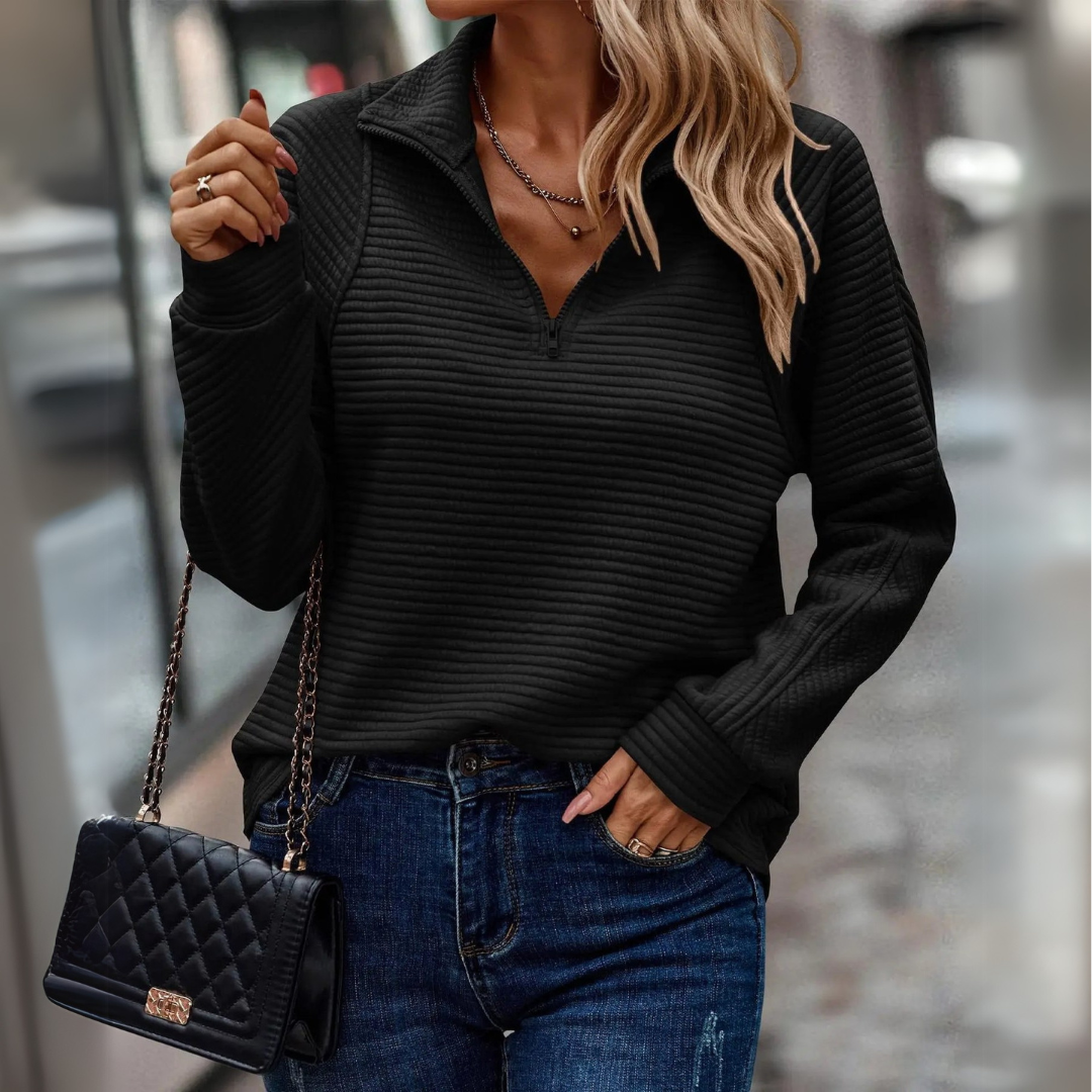 Women's Half Zip Ribbed Pullover