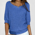 Women's V-Neck Long Sleeve Jumper - Blue