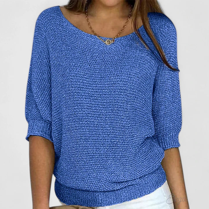 Women's V-Neck Long Sleeve Jumper - Blue