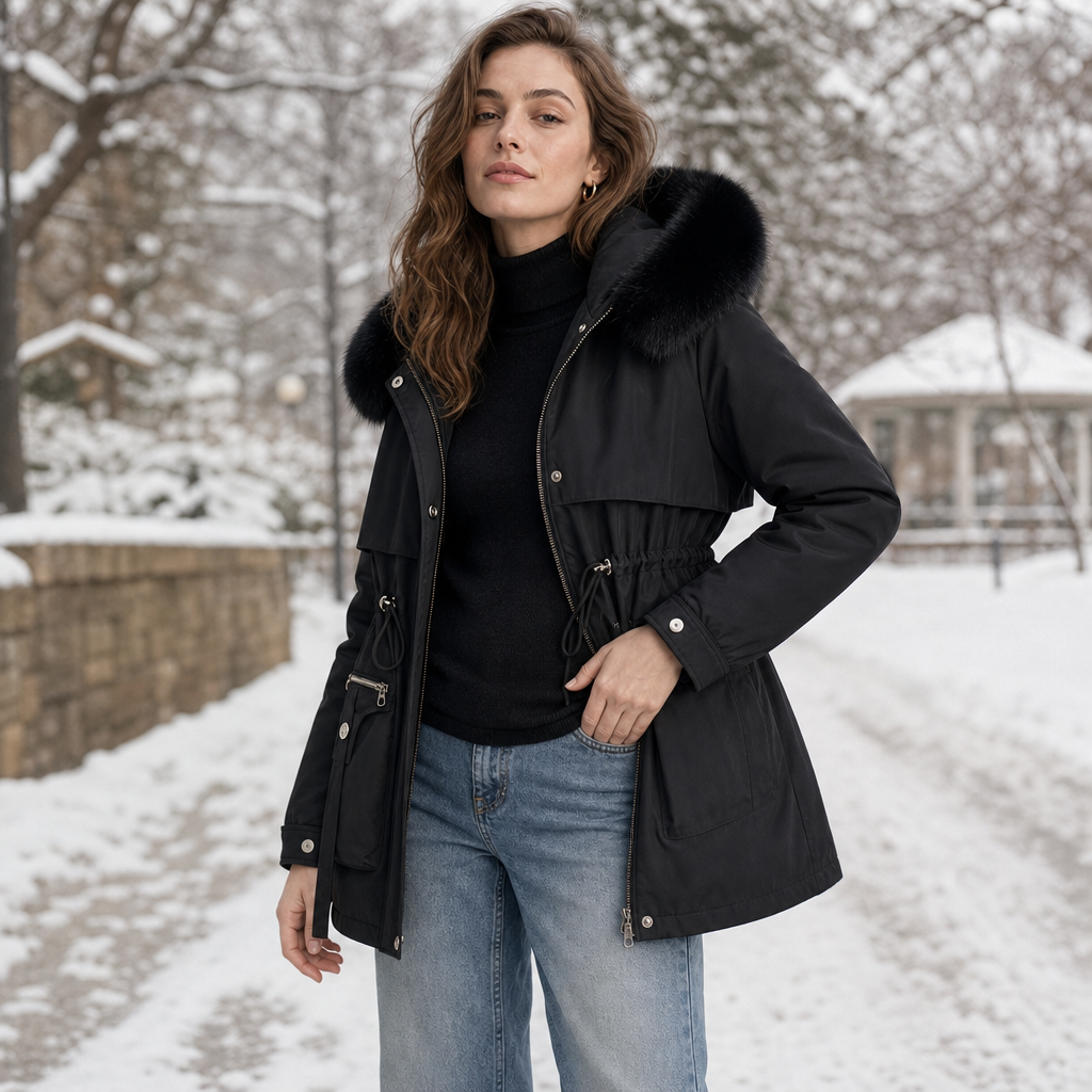 Duvella Faux Fur Hood Double-Layered Puffer Coat