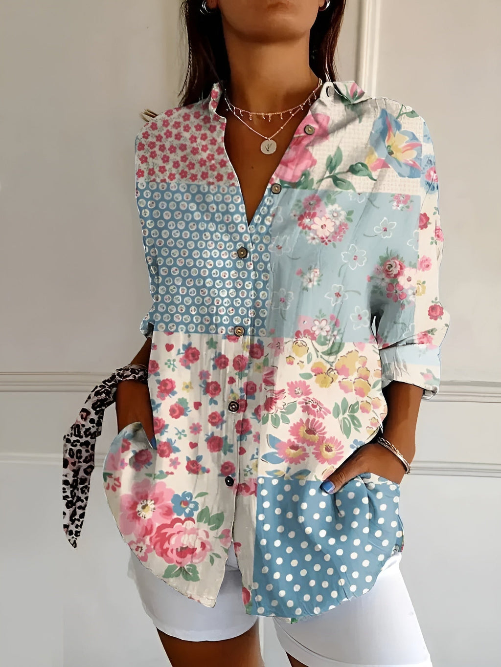 Women's Floral Print Relaxed Button-Up Shirt