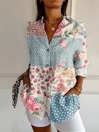 Women's Floral Print Relaxed Button-Up Shirt