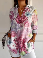 Women's Floral Print Relaxed Button-Up Shirt