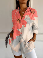 Women's Floral Print Relaxed Button-Up Shirt