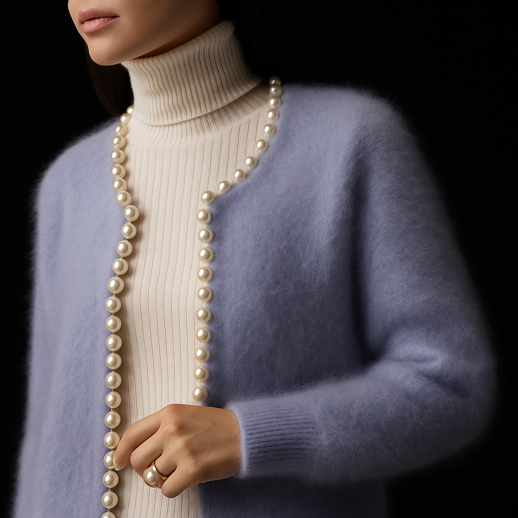 Women's Open Front Pearl Trim Cardigan