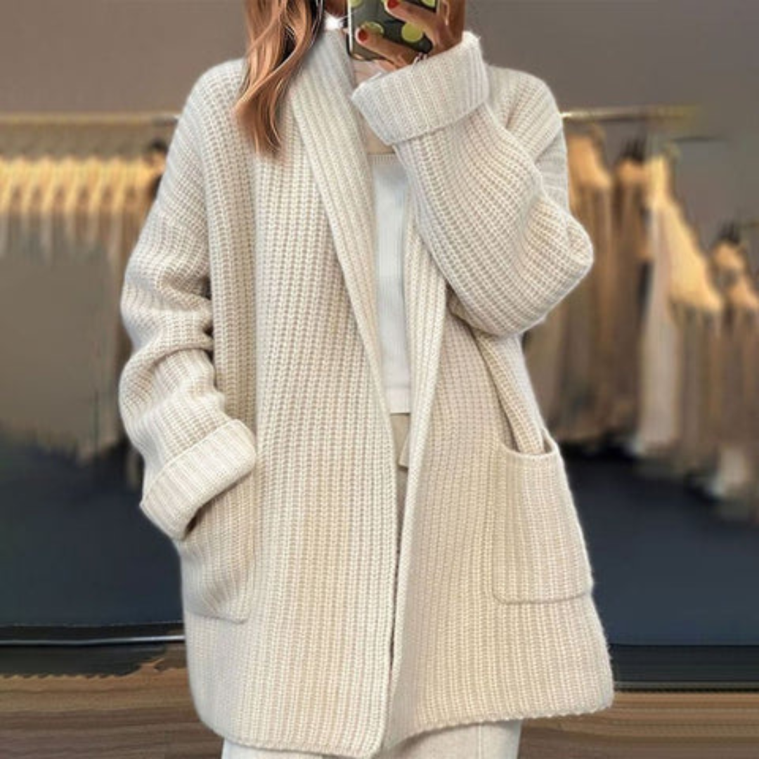 Women's Oversized Chunky Knit Cardigan - Beige