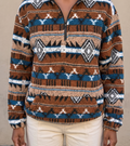 Striped Aztec Half-Zip Sherpa - Cocoa Stripe