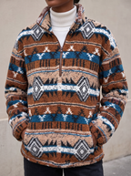 Striped Aztec Half-Zip Sherpa