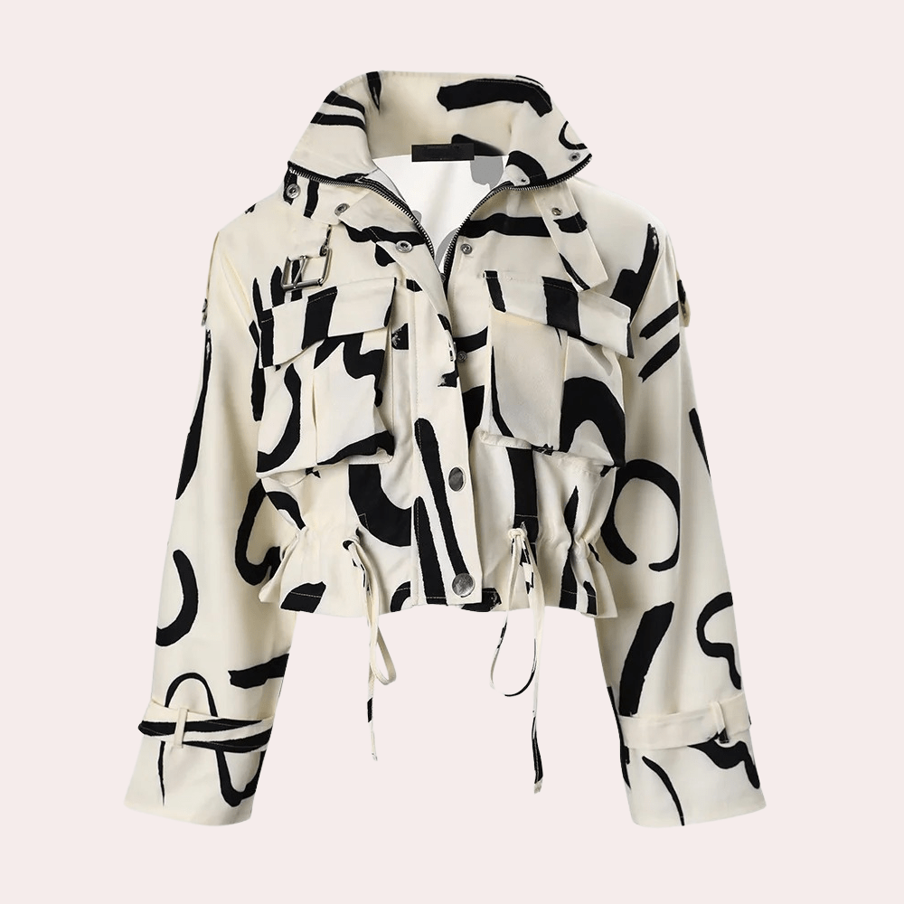 Women's Abstract Print Cropped Jacket
