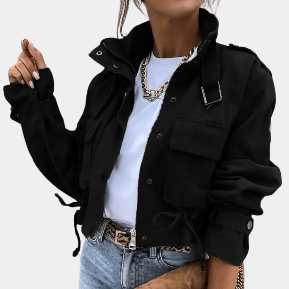 Women's Abstract Print Cropped Jacket