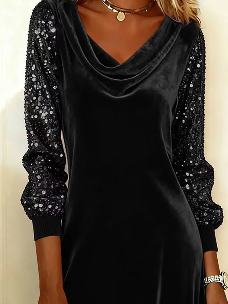 Mirabel | Velvet Sparkle Sleeve Christmas Party Dress