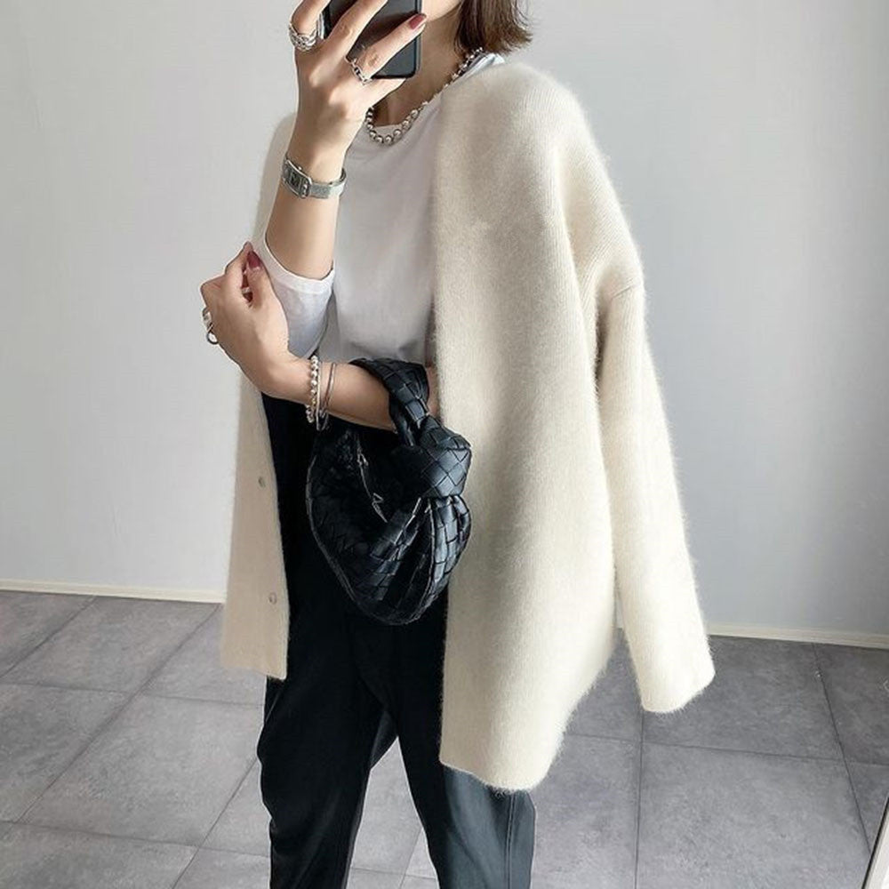 Women's Oversized Open Front Cardigan - Khaki