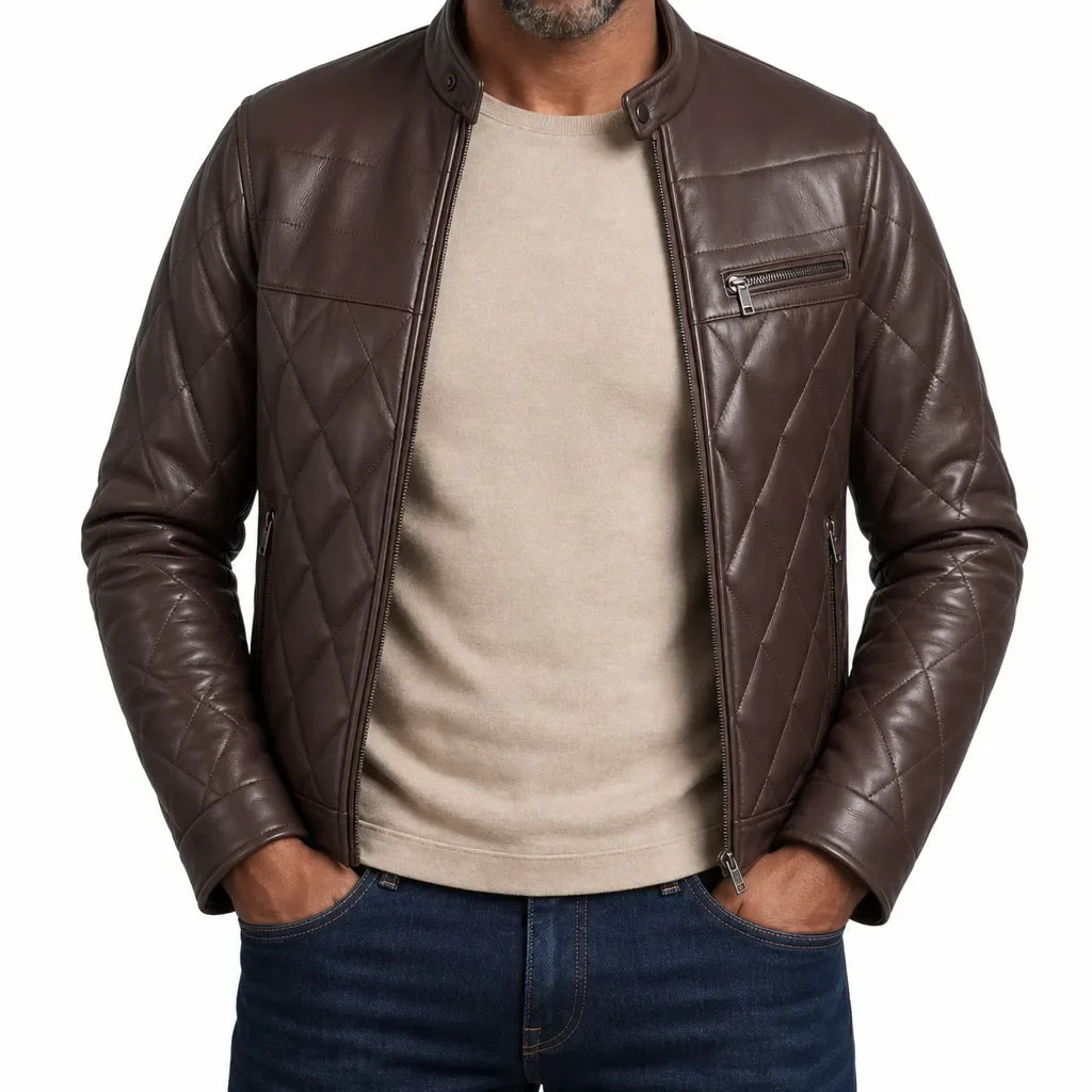 Men's Quilted Leather Jacket