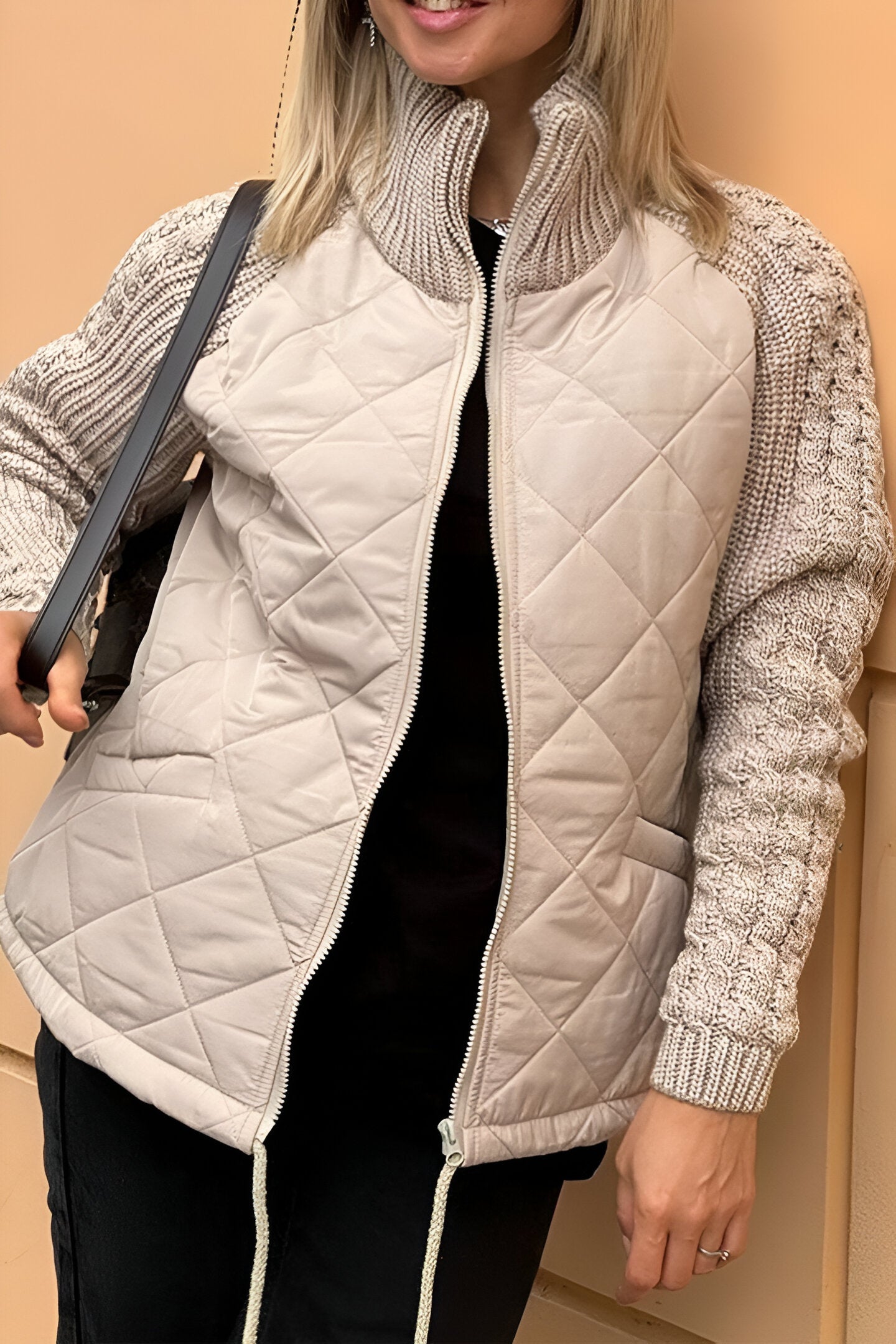 Women's Quilted Jacket with Mock Neck