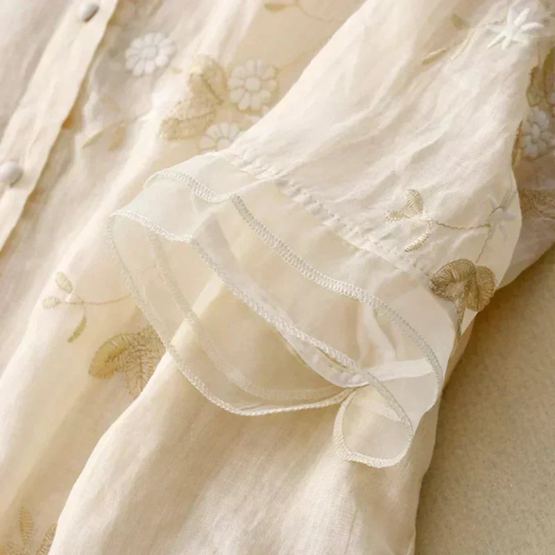 Women's Floral Embroidered Loose Blouse