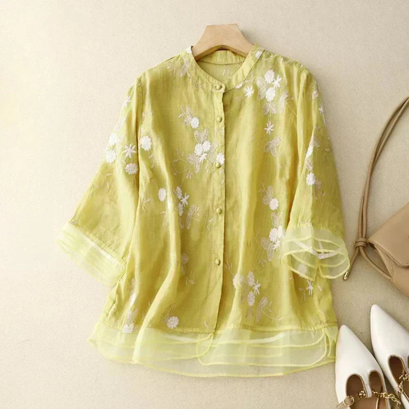 Women's Floral Embroidered Loose Blouse