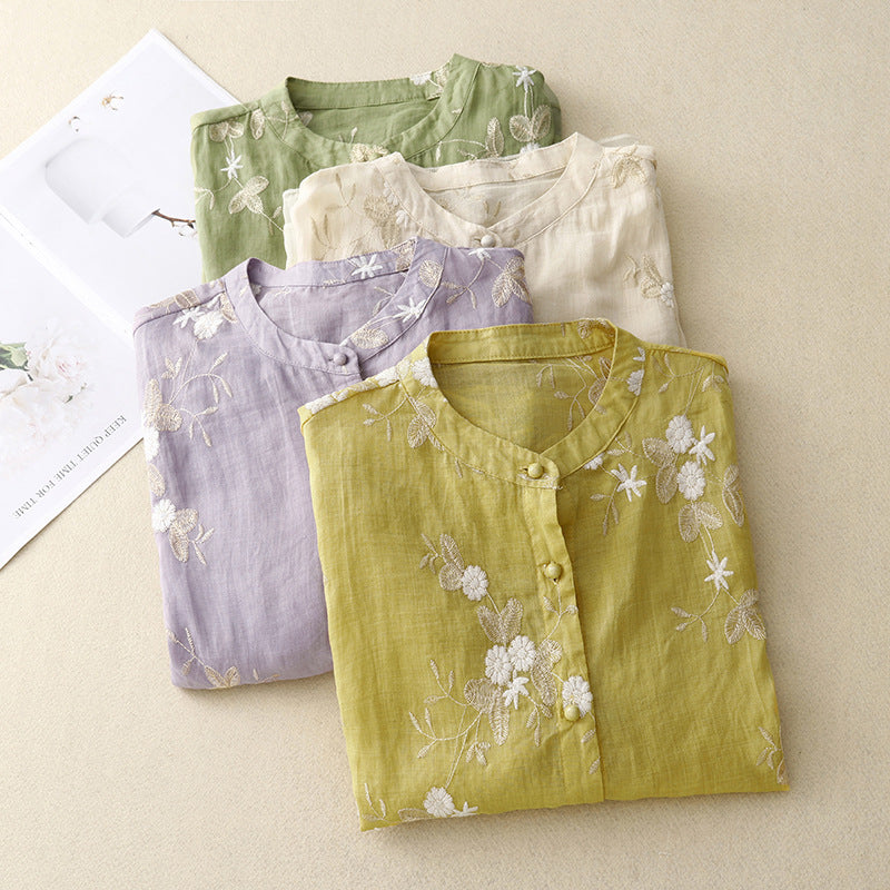Women's Floral Embroidered Loose Blouse