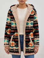 Hooded Aztec Longline Cardigan - Multi Aztec