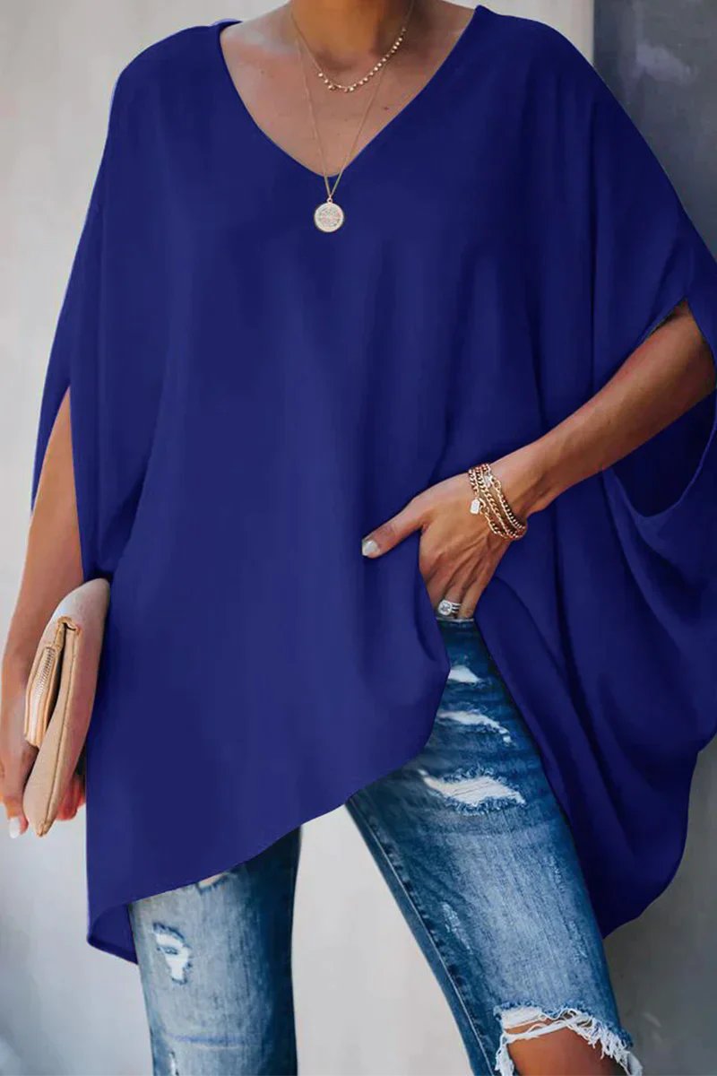 Women's Batwing Sleeve V-Neck Oversized Tunic