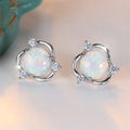 White Gold Opal Studs