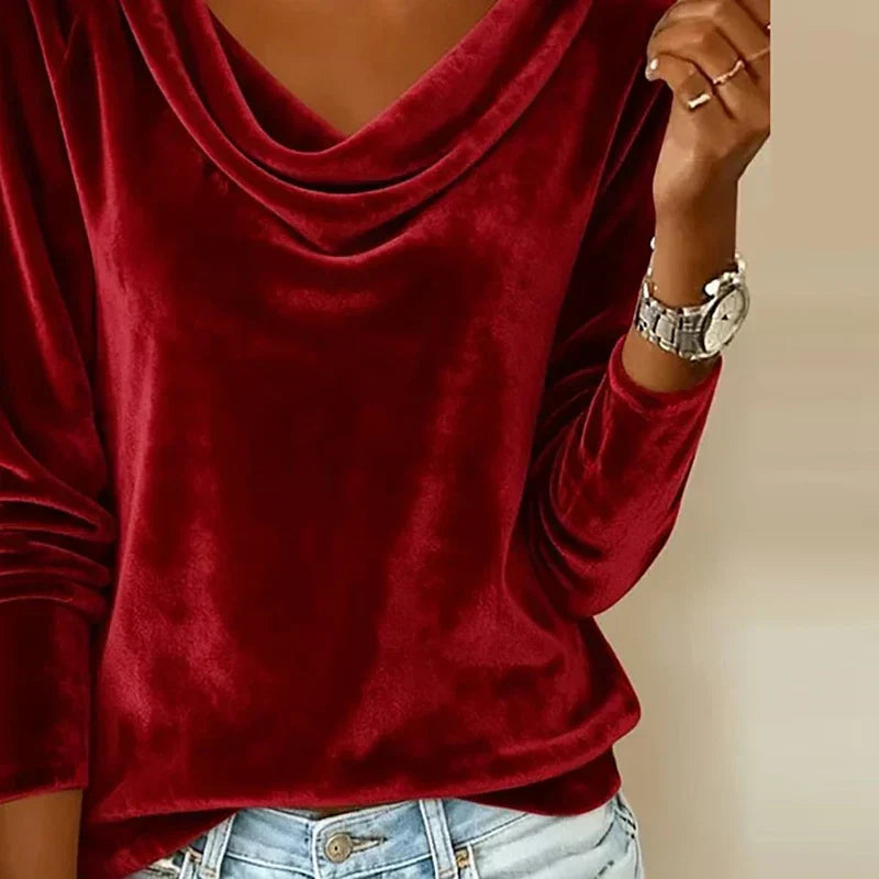 Women's Cowl Neck Long Sleeve Top