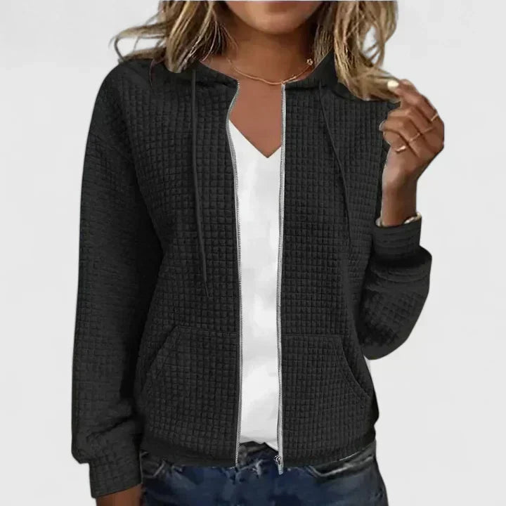 Women's Quilted Zip Front Jacket - Blue