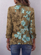 Boho Gradient Vintage Floral Ruffle Jacket