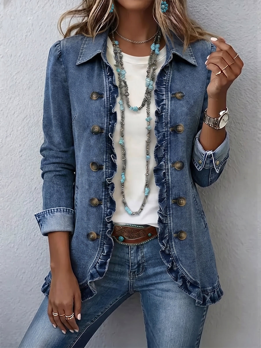 Ruffled Jacket - Medium Blue