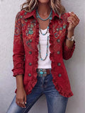 Bohemian Paisley Ruffle Jacket - Red