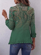 Bohemian Paisley Print Ruffled Jacket